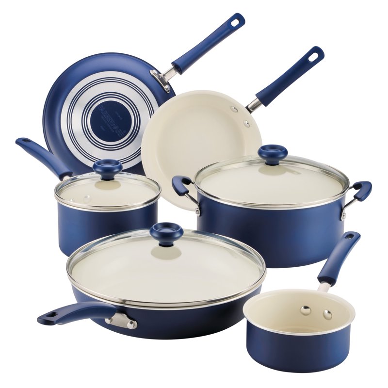 Ceramic Nonstick 14-Piece Cookware Set - Navy