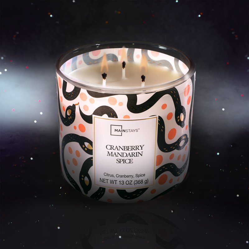 Scented Candle with Cranberry Mandarin Spice - 13 oz Festive Home Decor
