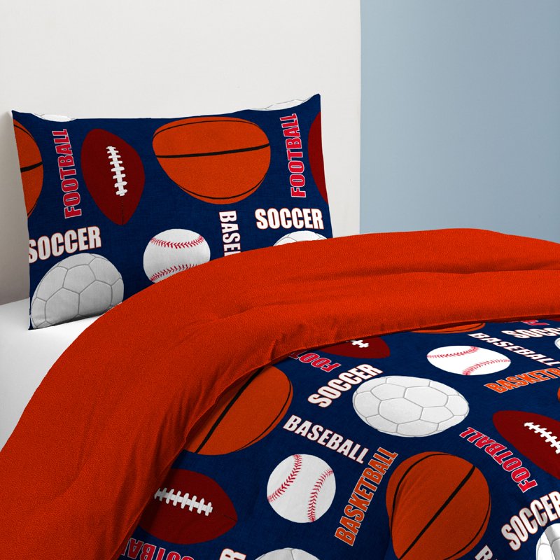 Dream Factory All Sports Twin Comforter Set - Navy Pattern Microfiber Bedding