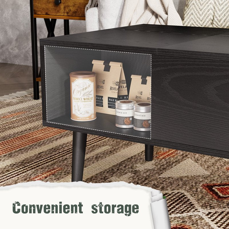 Lift Top Coffee Table with Hidden Compartment & Adjustable Shelf