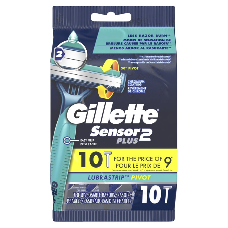 2-Blade Disposable Pivoting Head Razor for Men, Soft Grip Handle