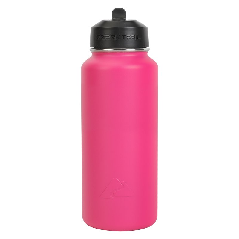 32 oz Stainless Steel Flip Straw Water Bottle - Hot Pink