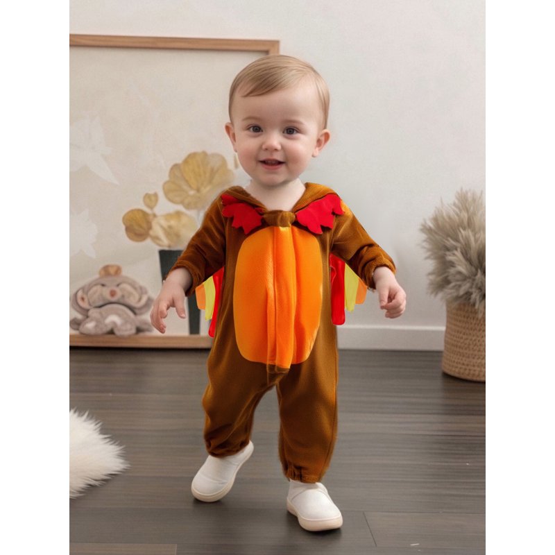 Toddler Baby Girl Boy Thanksgiving Turkey Costume Brown Orange 3-4 Years