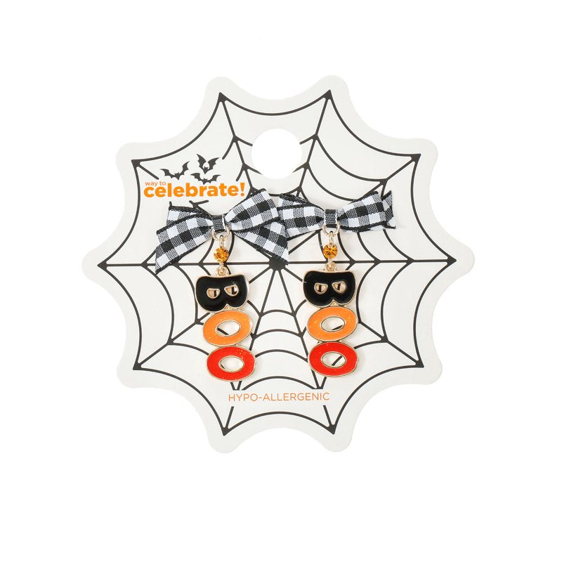 Halloween Drop Earrings - Boo Bow Dangle Earrings for Party & Costume