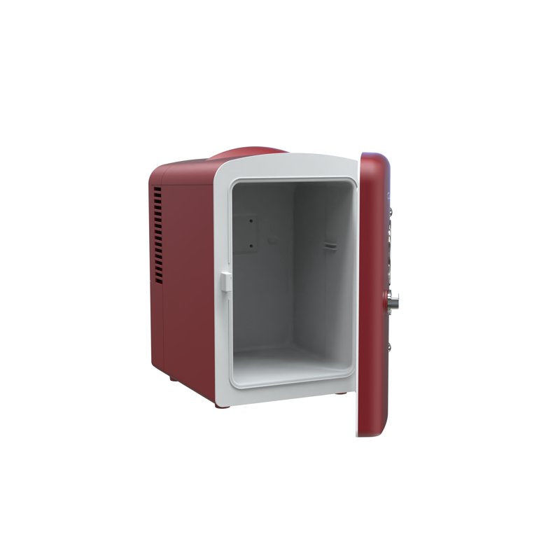 Retro Mini Fridge - 6 Can Portable Cooler, 4L - Red