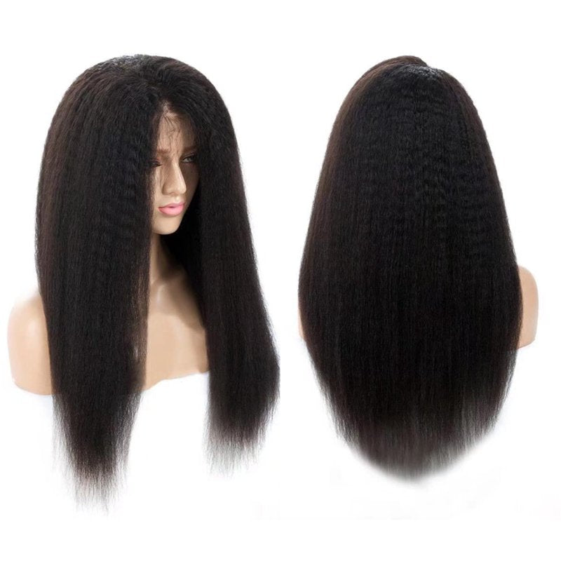 24-Inch Black Lace Front Wig - Heat Resistant Long Straight Hair