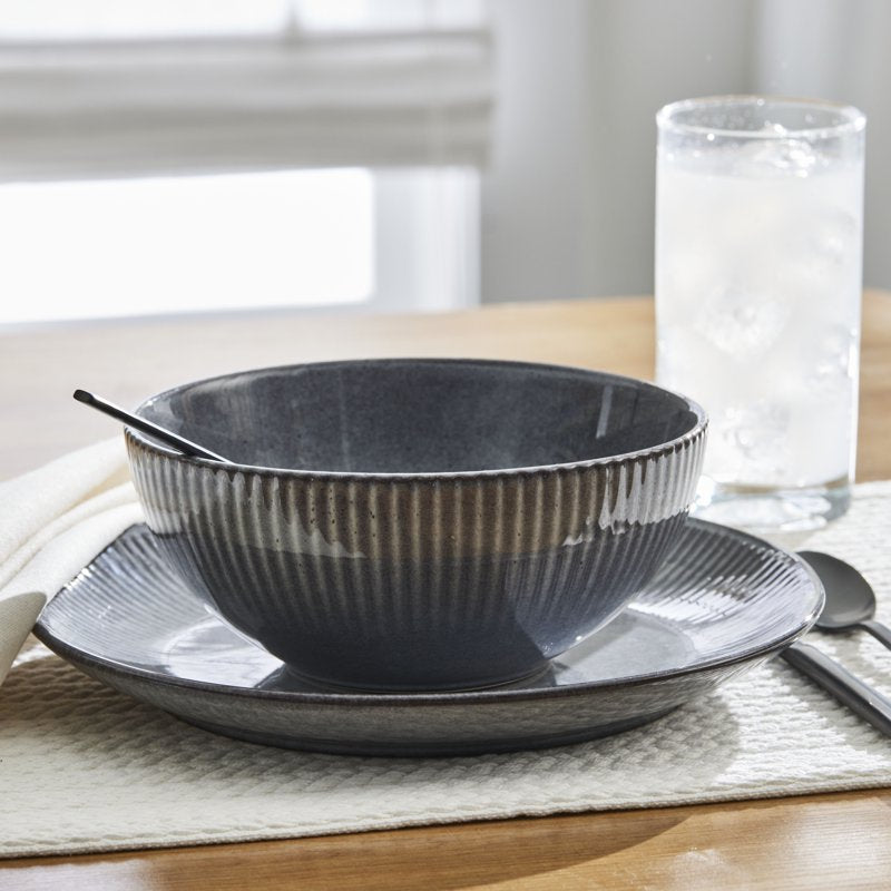 Stoneware Cereal Bowl - Grey, Durable & Microwave Safe