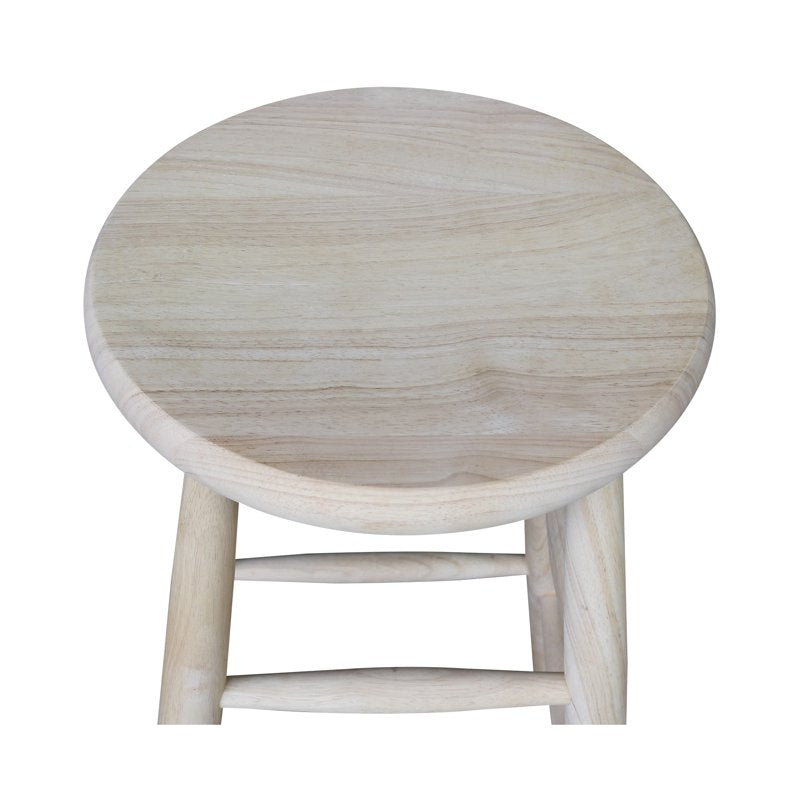 30" Unfinished Wooden Scooped Seat Bar Stool - Country Style