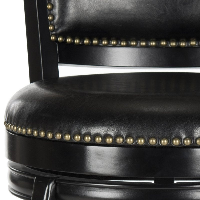 Mid Back Swivel Bar Stool - Black Vegan Leather