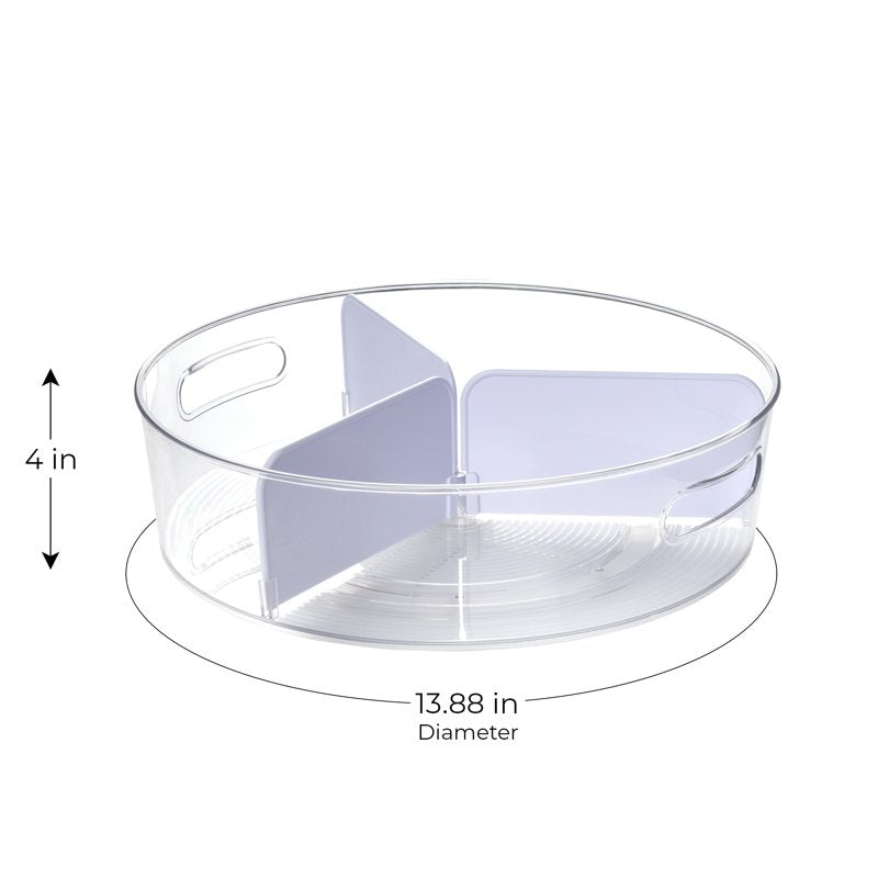 Clear Lazy Susan Turntable with Removable Dividers - Single
