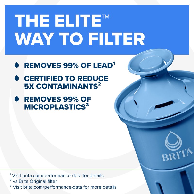 27-Cup Water Filtration Dispenser - BPA-Free, Black - Single Elite Filter