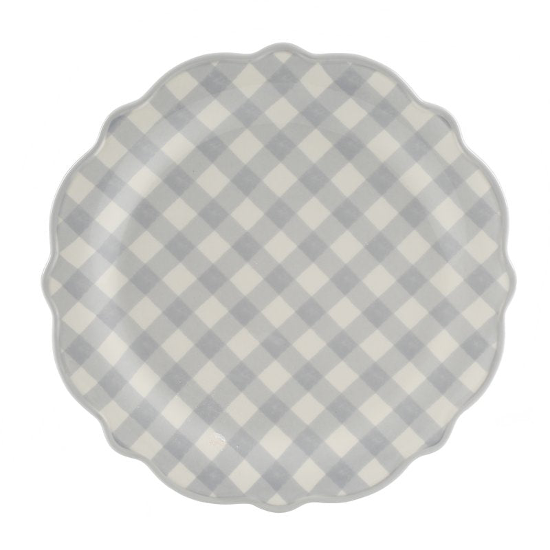 Gray Gingham 12-Piece Ceramic Dinnerware Set - Service for 4