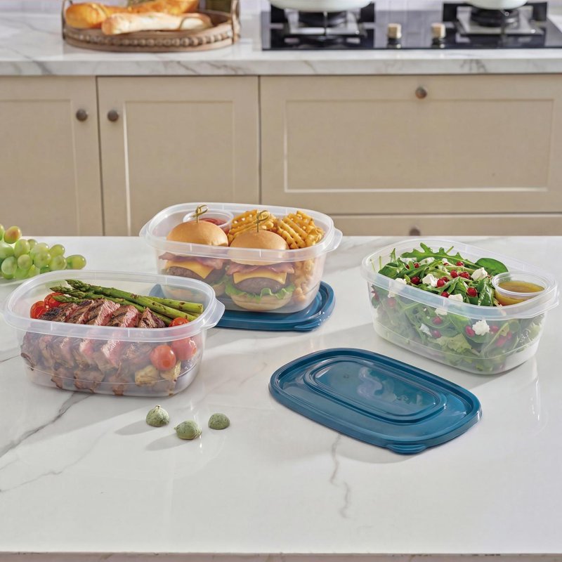 8-Cup Plastic Food Storage Container Set - 3 Pack