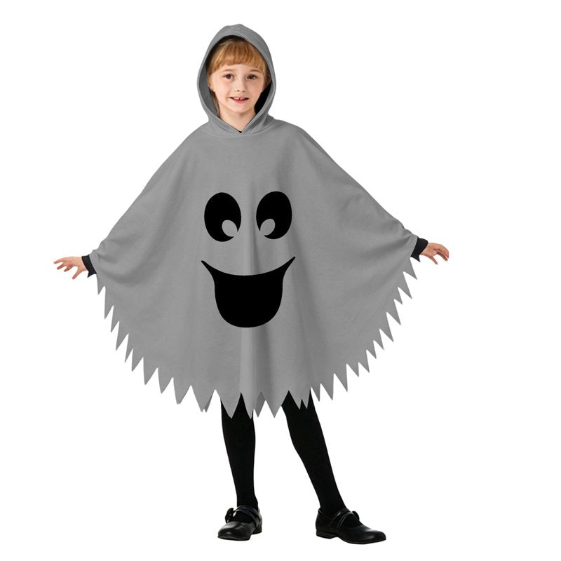 Kids Ghost Face Costume Cape Unisex Halloween Dress Up 4-6 Years Grey Fancy-Dress