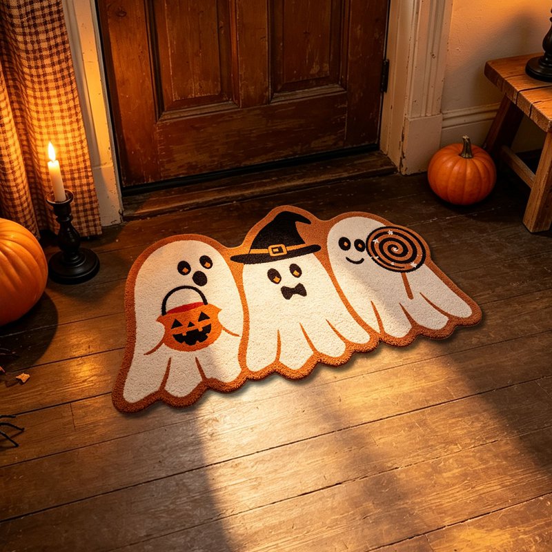 Ghost Halloween Doormat with Ghost Pattern PVC Floor Mat - Ghost Bath Mat Variation 37_Ghost Bath Mat AK