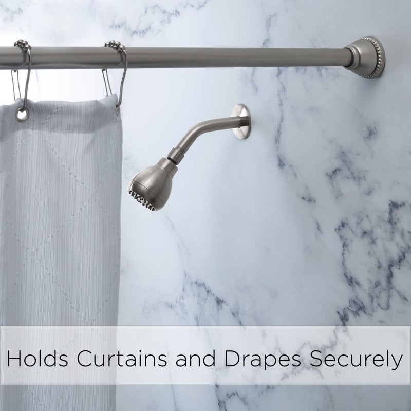 Satin Nickel Shower Curtain Tension Rod - Adjustable 42-72 Inches, Rust-Resistant