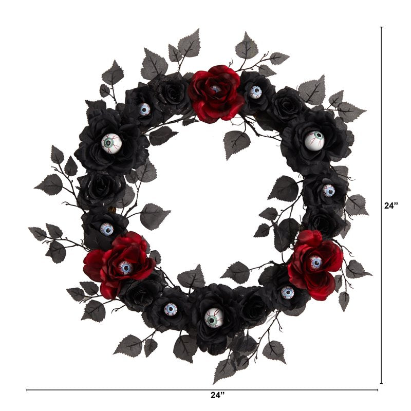 Halloween Eyeball Wreath 24 Inch Artificial Decor Spooky Centerpiece