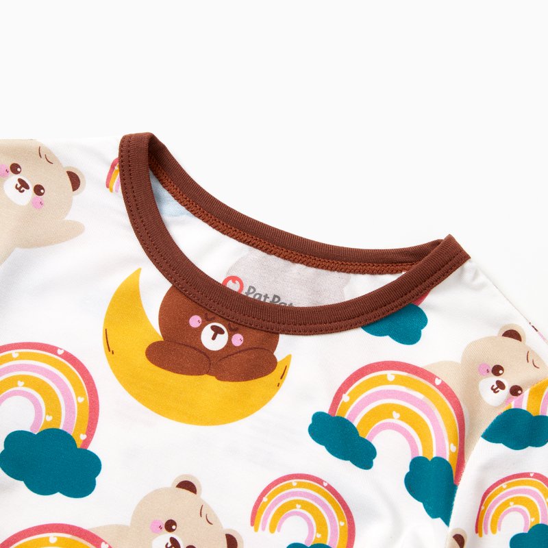 Toddler Girl Pajama Set 2 Piece Snug Fit Bear Print Long Sleeve Sleepwear - Brown 6T - PatPat