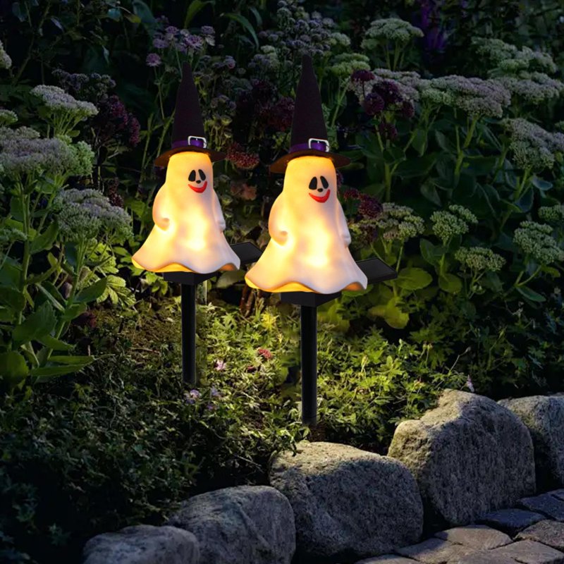 Halloween Decorations Outdoor Solar Lights - White Clear Accent, Spooky Yard Lighting