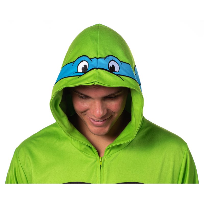 Kids Blue Teenage Mutant Ninja Turtles Hooded Union Suit - TMNT Pajama Costume