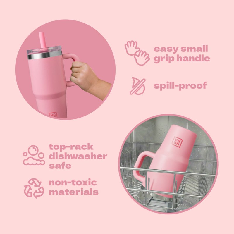 My First Travel Tumbler - Insulated Stainless Steel, 12oz, Pink
