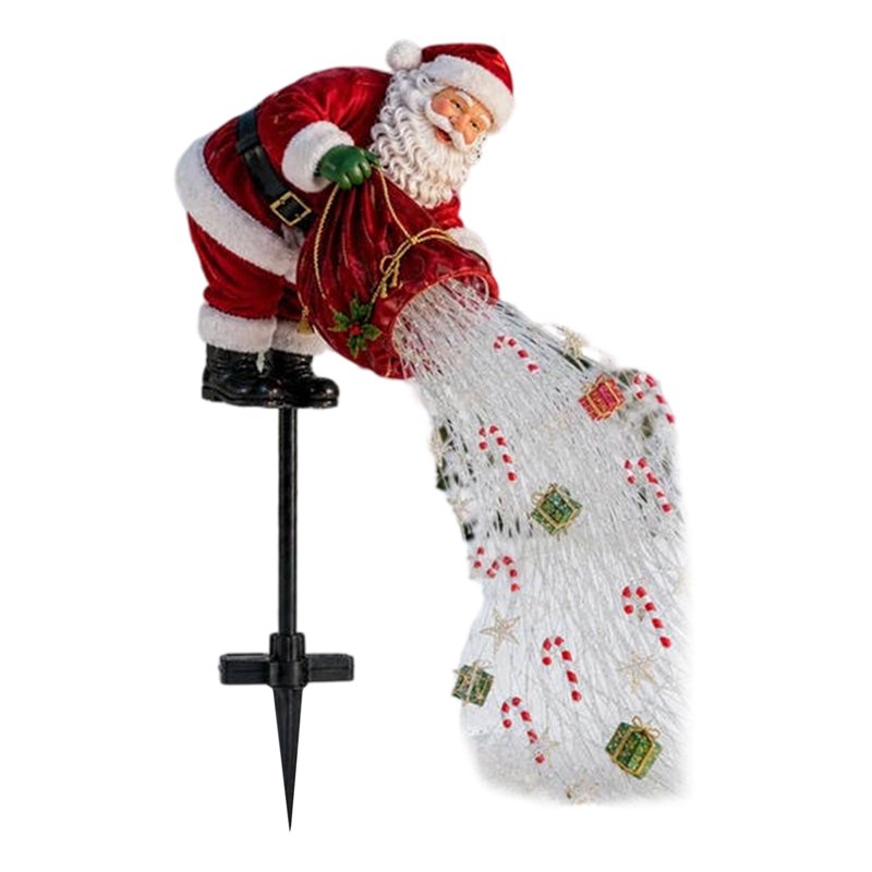 Santa Magic Pouring LED Christmas Garden Light - Solar Stake with Star Gift Box Candy Cane - Outdoor Holiday Decor - Variation B6
