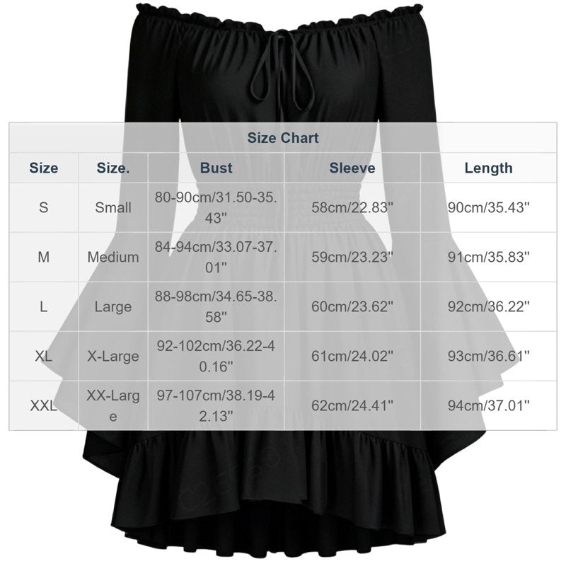 Women's Gothic Pirate Off Shoulder Mini Dress S - Black, Flowy Halloween Costume