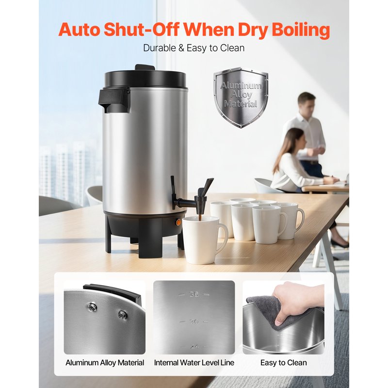 40-Cup Commercial Coffee Urn with Non-Drip Spout - Fast Brewing
