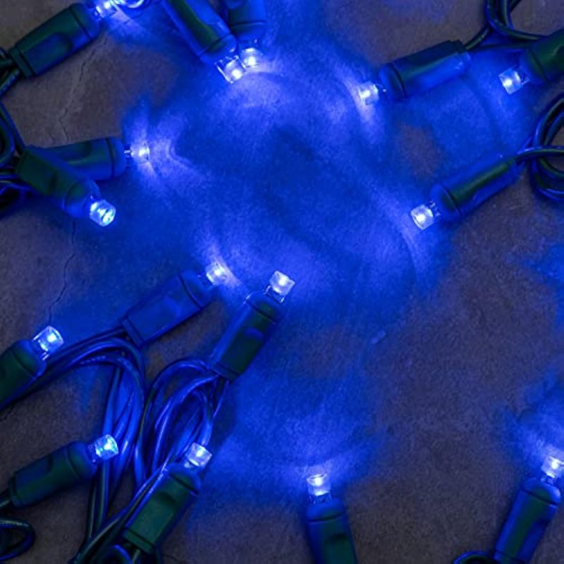 Outdoor LED Holiday String Lights - Blue 50 FT, 150 Mini Bulbs, Connectable