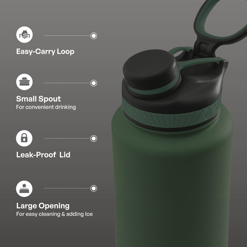 40 oz Insulated Stainless Steel Water Bottle - Green, 2 Pack