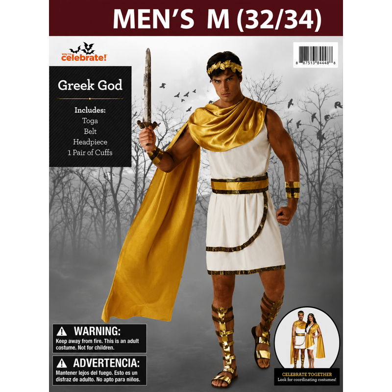 Greek God Halloween Costume for Adults - Men's Size M by Way to Celebrate