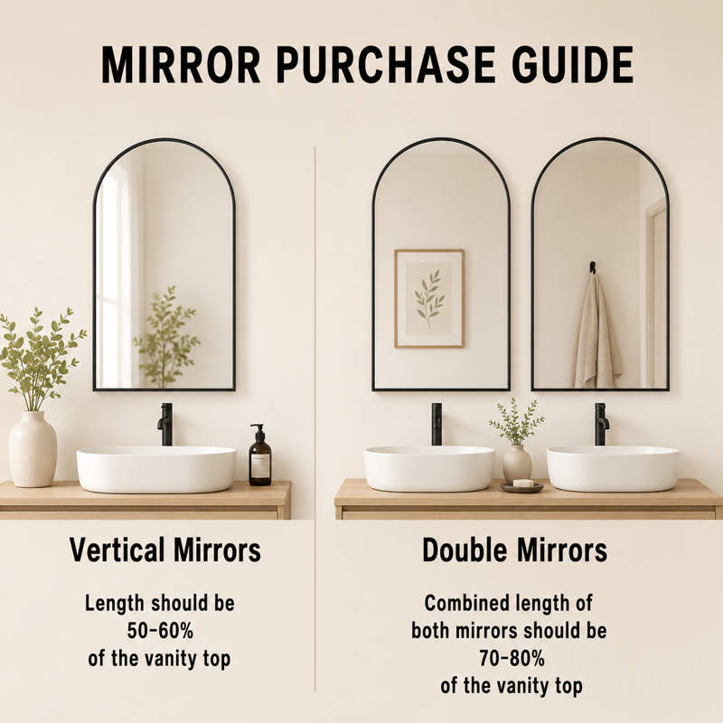 Easy4Home 36x24 Inch Rounded Arched Bathroom Mirror Wall Mounted Vanity Mirror Black
