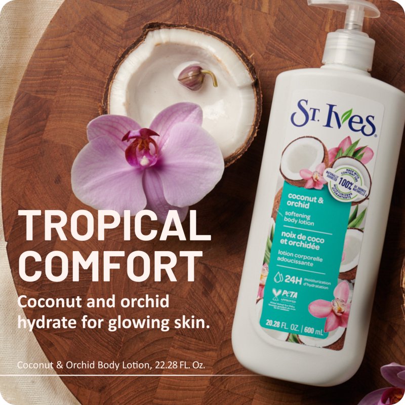 St. Ives Coconut & Orchid Hand Body Lotion, Softening Care for Dry