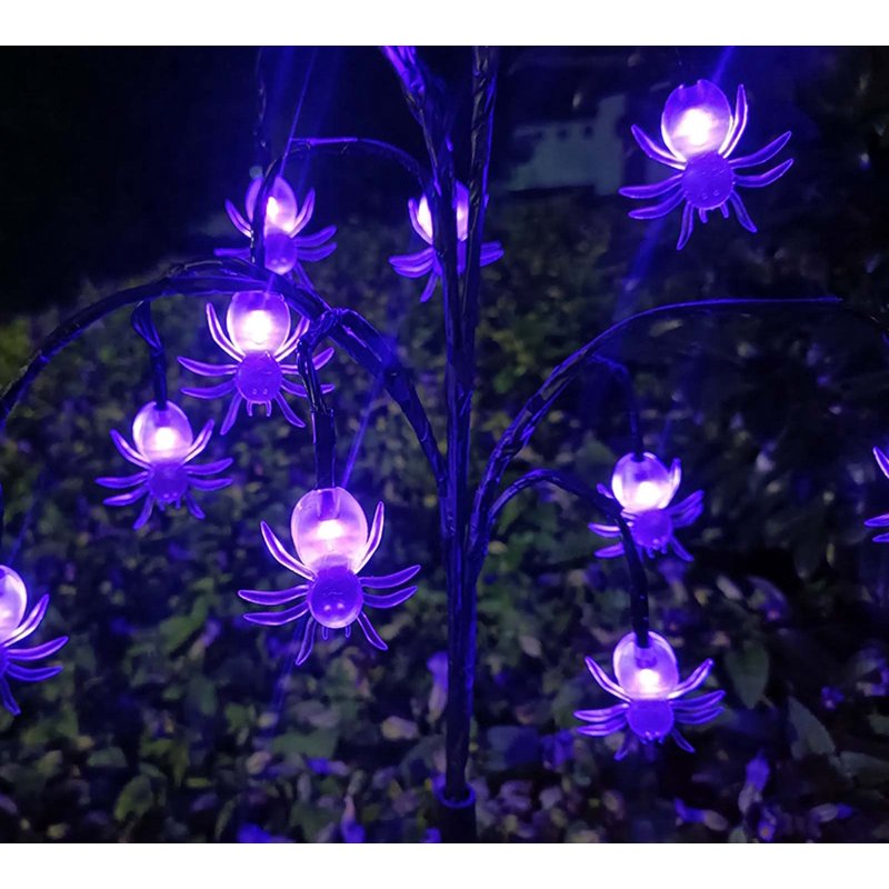 Solar Halloween Tree Lights with Spider and Lantern Decor