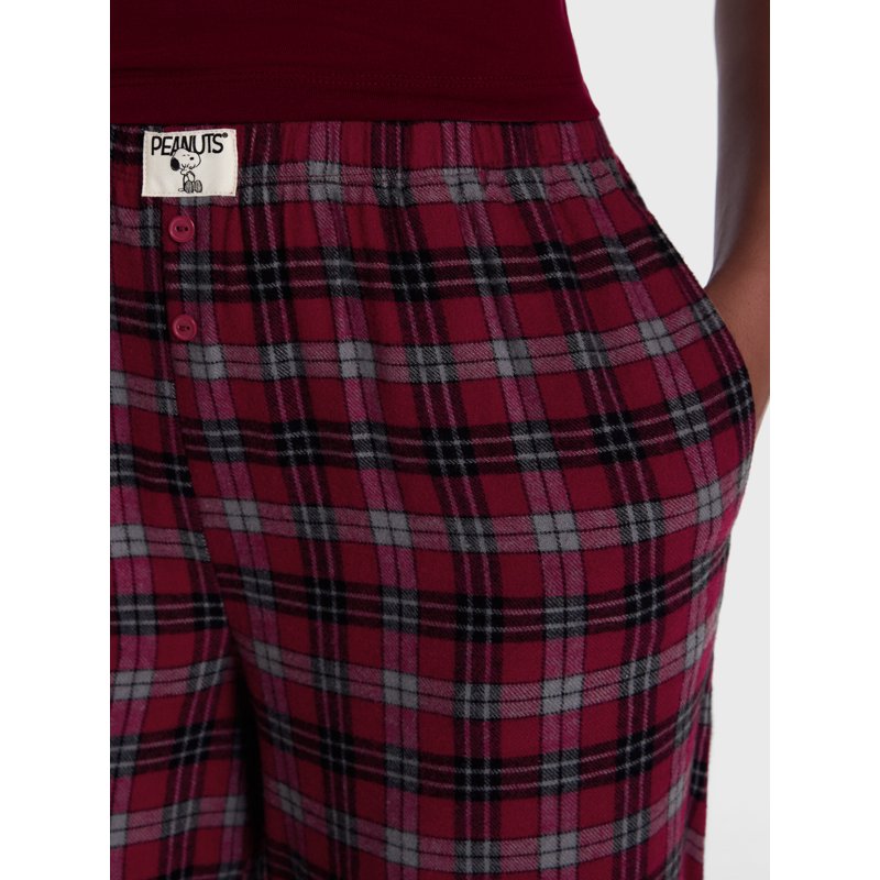 Rumba Red Peanuts Women's Sleep Pants - Plus Size Plaid Lounge Bottoms