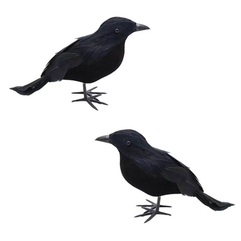 Halloween Black Crow Decorations Fake Feather Birds for Indoor Outdoor Party Props - Ornament