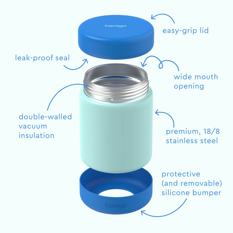 Kids Stainless Steel Insulated Food Jar - Blue - Leak Proof