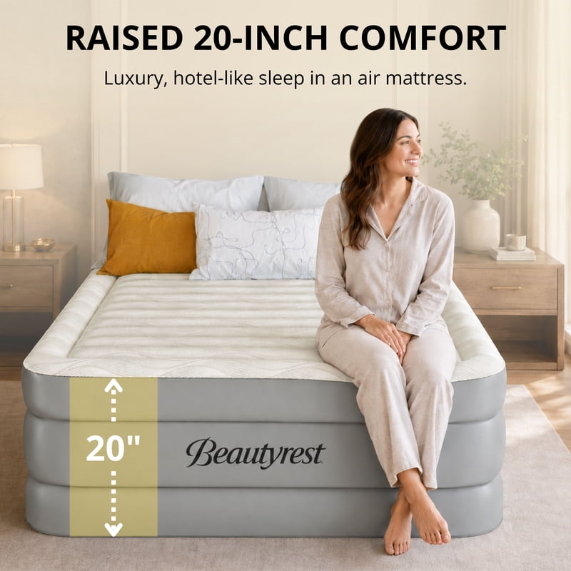 Full Size Luxury Air Mattress with Auto Shut-Off Pump - Cooling Top - Raised 20in