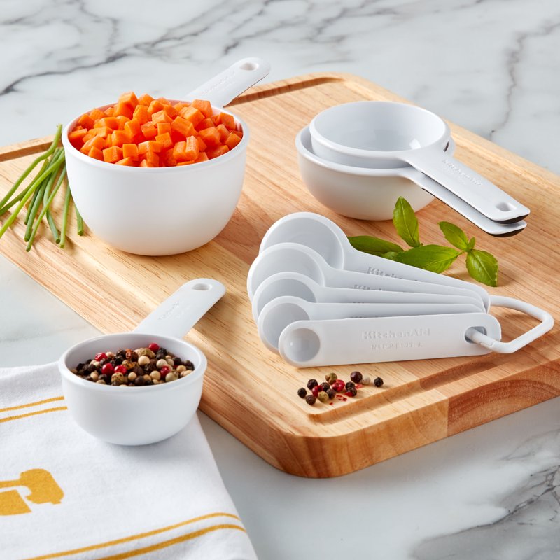 Measuring Cups and Spoons Set - 9-Piece White Kitchen Tools
