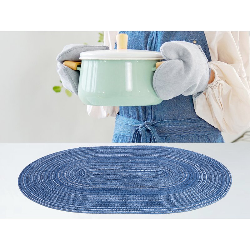 Oval Placemats for Dining Table - 6 Pack, Blue 19.7" x 14"