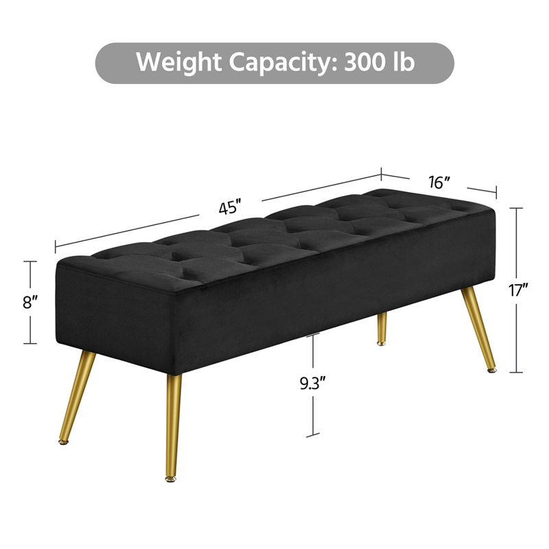 Modern Upholstered Velvet Ottoman Footstool Bench - Multiple Colors