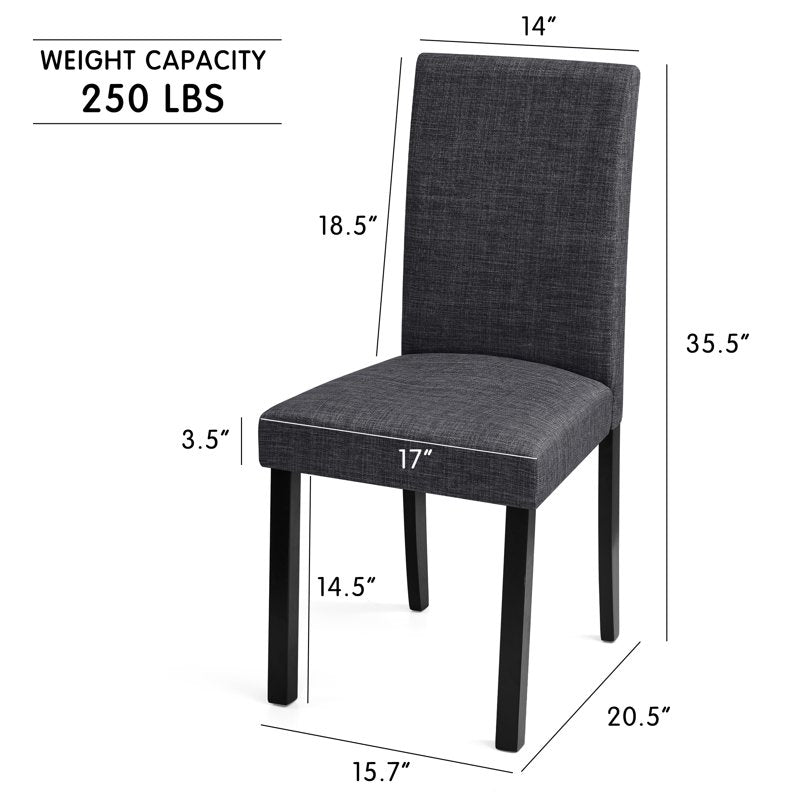 Linen Dining Chairs Set of 4 - Upholstered Fabric, Dark Gray