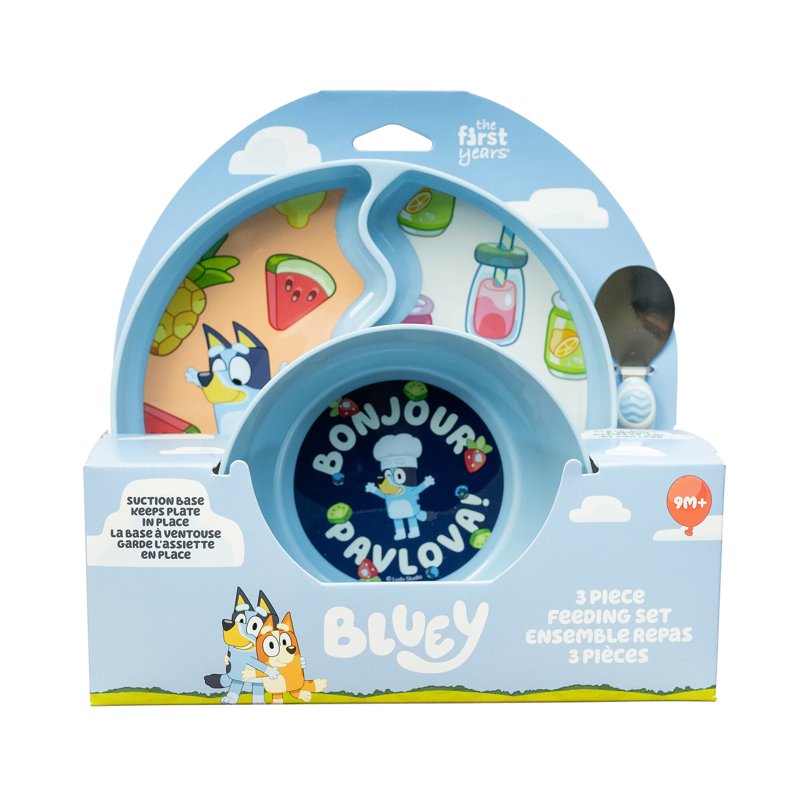Bluey 3-Piece Toddler Mealtime Set - Suction Plate, Bowl & Spoon