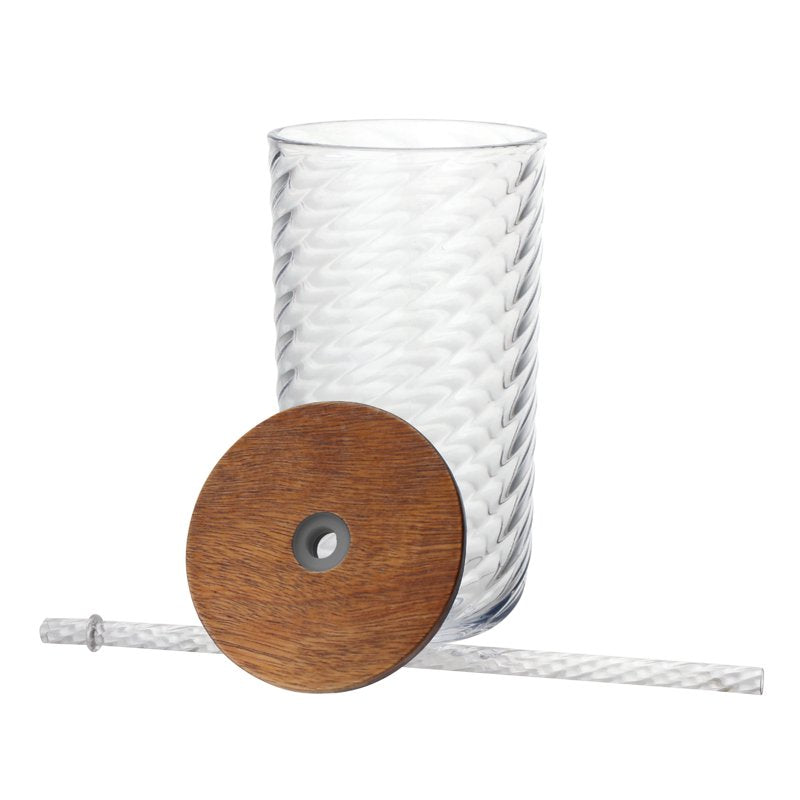 21 oz Clear Tritan Swirl Texture Sipper Tumbler with Lid & Straw - Clear