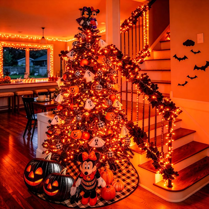 Orange Halloween String Lights 200 LEDs, Outdoor Indoor Connectable Fall Decor