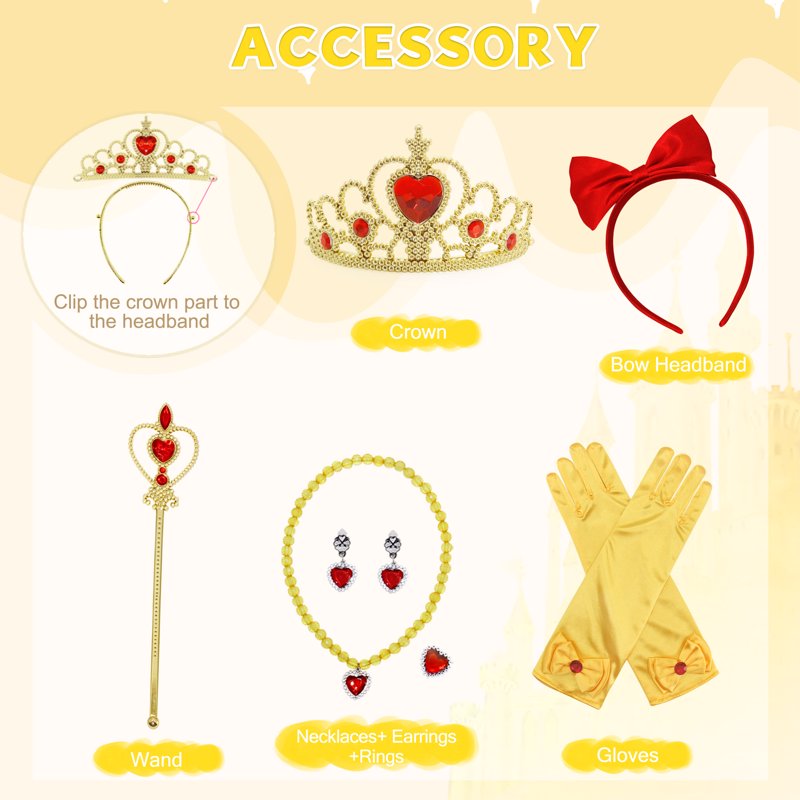 Girls Princess Dress Off Shoulder Costume G010-Yellow 8 (6-7 Years) - Little Girl Halloween Birthday Outfit