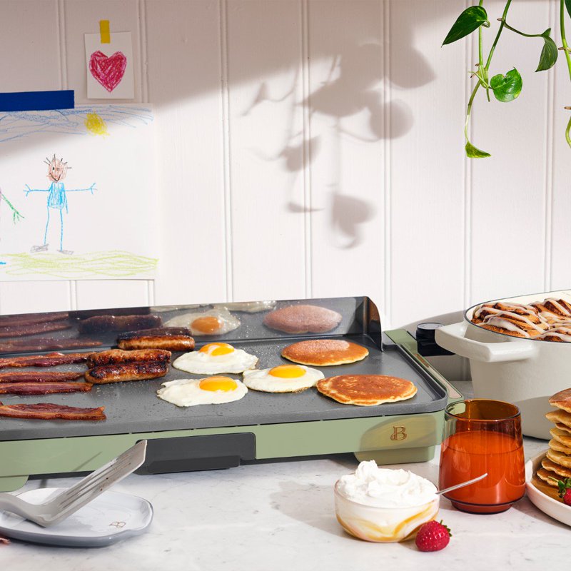 XL Electric Griddle 12" x 22" - Non-Stick Sage Green