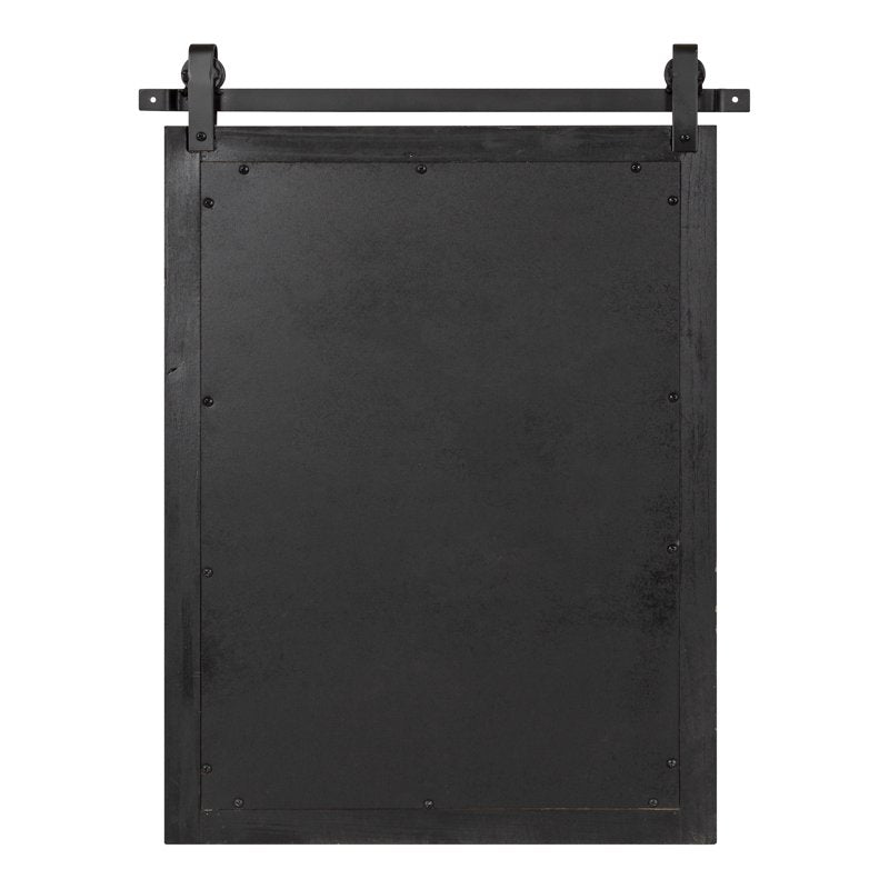 Farmhouse Wall Mirror - 18 x 26 Gray Barn Door-Inspired Rustic Frame