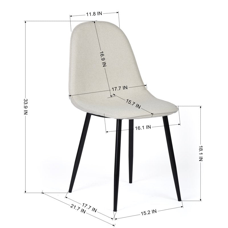 Modern Upholstered Dining Chairs Set of 4 - Beige Fabric