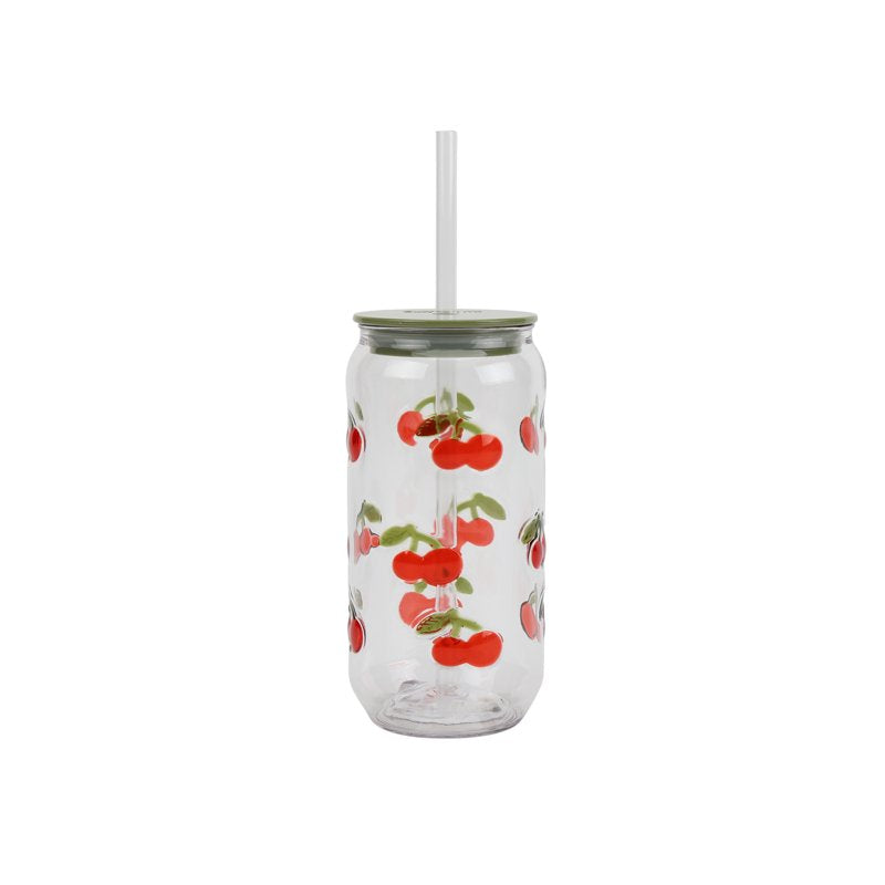18oz Cherry Can Sipper Tumbler with Straw Set - 4-Piece